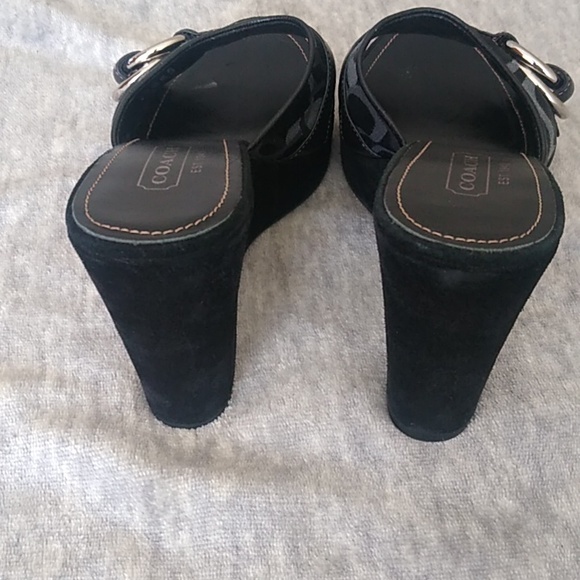 Coach Black and Silver Wedge Sandals - Picture 3 of 16
